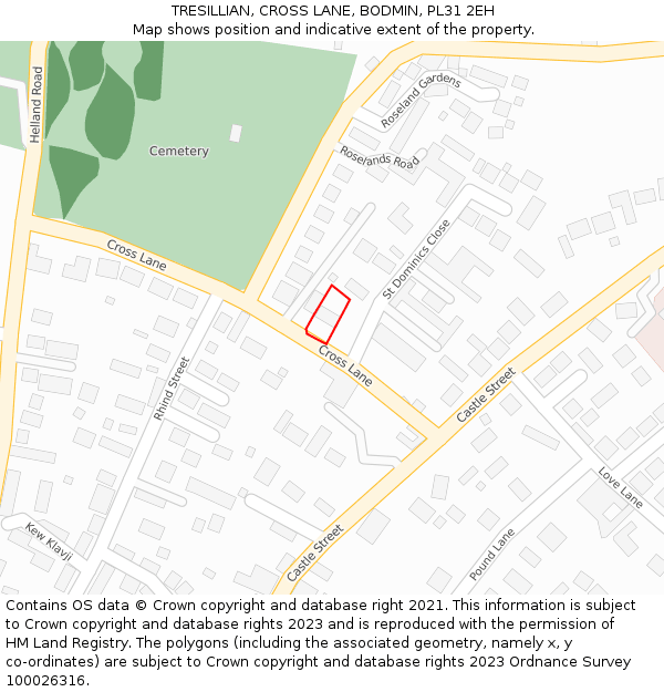 TRESILLIAN, CROSS LANE, BODMIN, PL31 2EH: Location map and indicative extent of plot