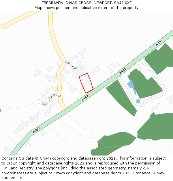 TRESINWEN, DINAS CROSS, NEWPORT, SA42 0XE: Location map and indicative extent of plot