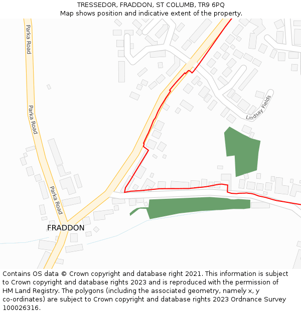 TRESSEDOR, FRADDON, ST COLUMB, TR9 6PQ: Location map and indicative extent of plot