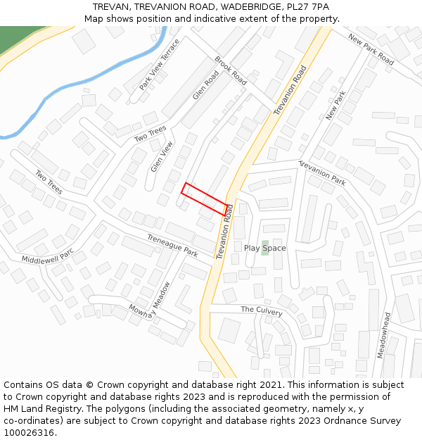TREVAN, TREVANION ROAD, WADEBRIDGE, PL27 7PA: Location map and indicative extent of plot
