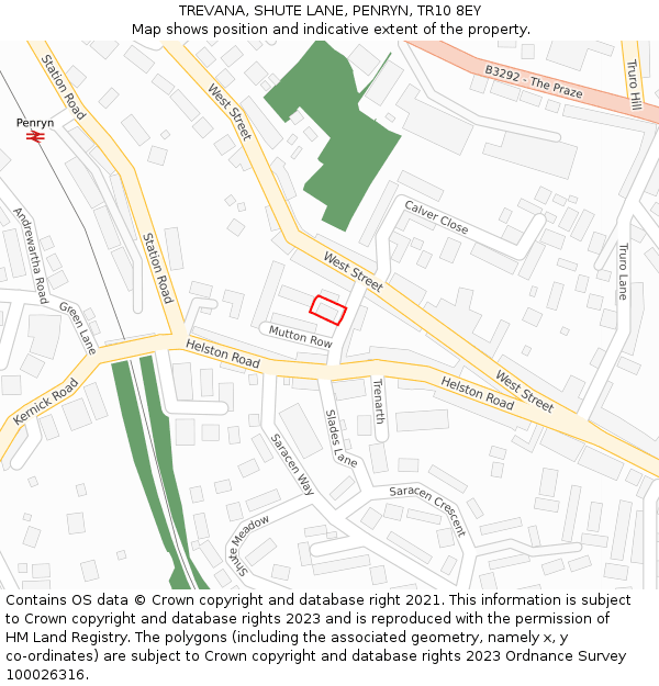 TREVANA, SHUTE LANE, PENRYN, TR10 8EY: Location map and indicative extent of plot