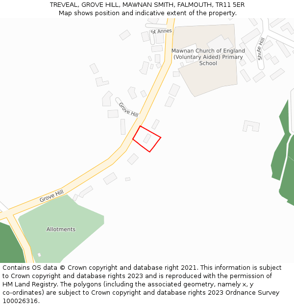 TREVEAL, GROVE HILL, MAWNAN SMITH, FALMOUTH, TR11 5ER: Location map and indicative extent of plot