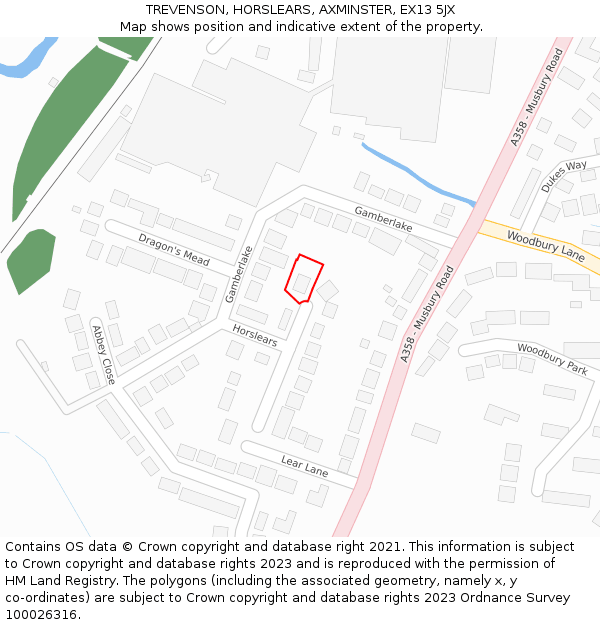 TREVENSON, HORSLEARS, AXMINSTER, EX13 5JX: Location map and indicative extent of plot