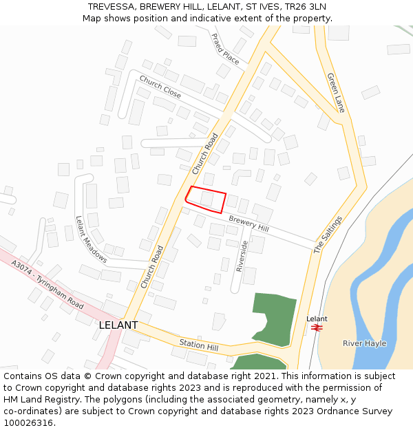 TREVESSA, BREWERY HILL, LELANT, ST IVES, TR26 3LN: Location map and indicative extent of plot