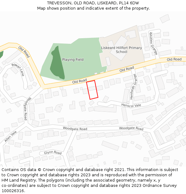 TREVESSON, OLD ROAD, LISKEARD, PL14 6DW: Location map and indicative extent of plot