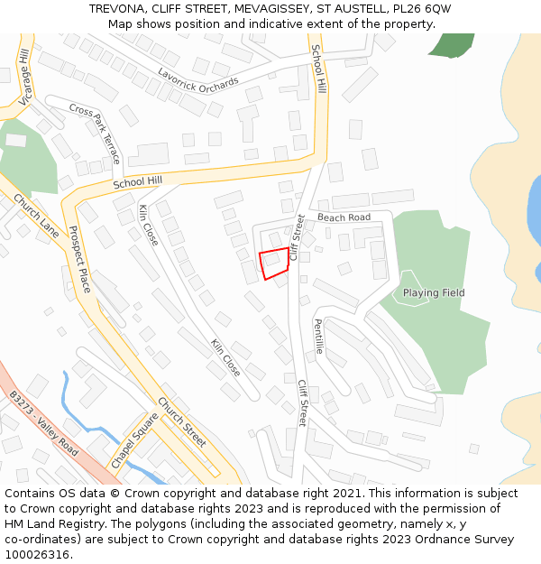 TREVONA, CLIFF STREET, MEVAGISSEY, ST AUSTELL, PL26 6QW: Location map and indicative extent of plot