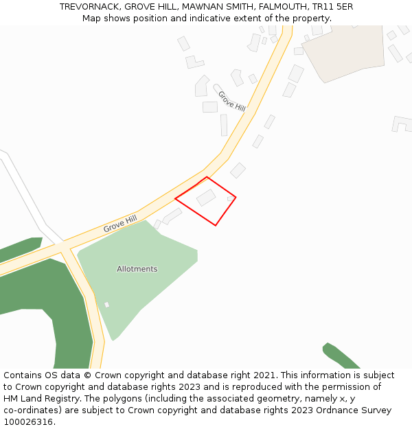 TREVORNACK, GROVE HILL, MAWNAN SMITH, FALMOUTH, TR11 5ER: Location map and indicative extent of plot