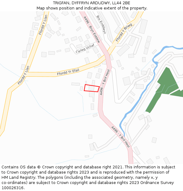 TRIGFAN, DYFFRYN ARDUDWY, LL44 2BE: Location map and indicative extent of plot