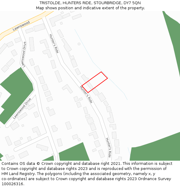 TRISTOLDE, HUNTERS RIDE, STOURBRIDGE, DY7 5QN: Location map and indicative extent of plot