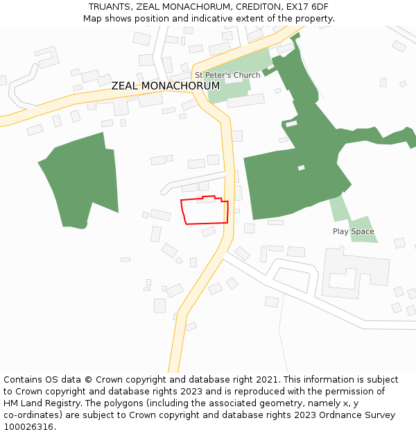TRUANTS, ZEAL MONACHORUM, CREDITON, EX17 6DF: Location map and indicative extent of plot