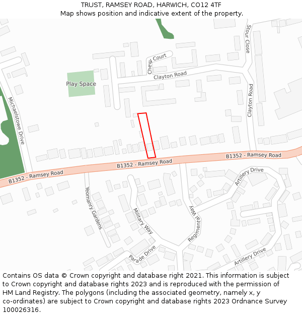 TRUST, RAMSEY ROAD, HARWICH, CO12 4TF: Location map and indicative extent of plot