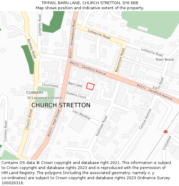 TRYFAN, BARN LANE, CHURCH STRETTON, SY6 6EB: Location map and indicative extent of plot