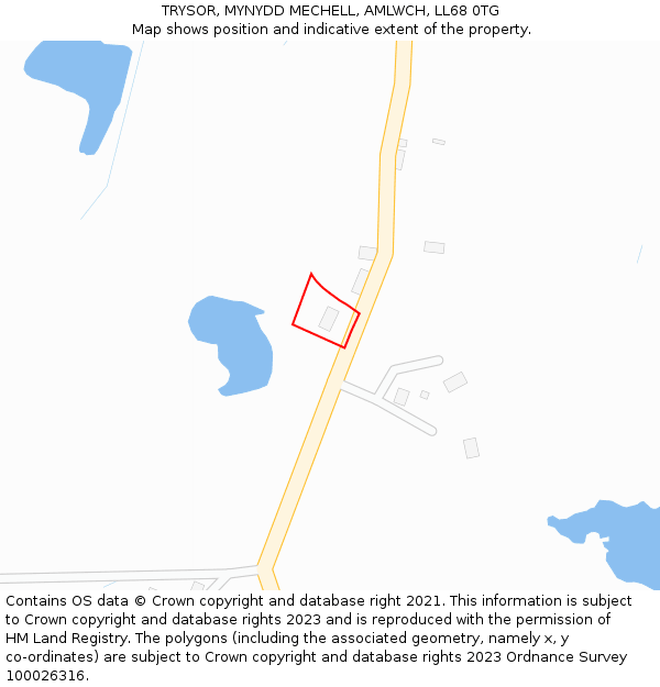 TRYSOR, MYNYDD MECHELL, AMLWCH, LL68 0TG: Location map and indicative extent of plot