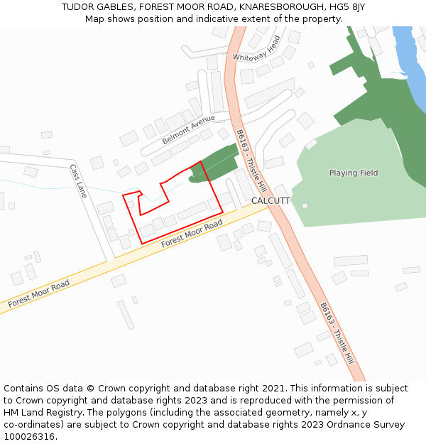 TUDOR GABLES, FOREST MOOR ROAD, KNARESBOROUGH, HG5 8JY: Location map and indicative extent of plot