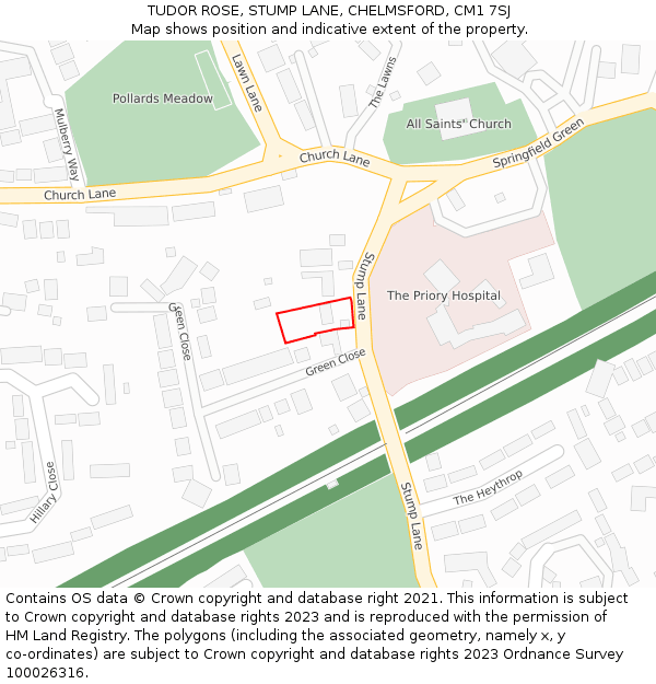 TUDOR ROSE, STUMP LANE, CHELMSFORD, CM1 7SJ: Location map and indicative extent of plot