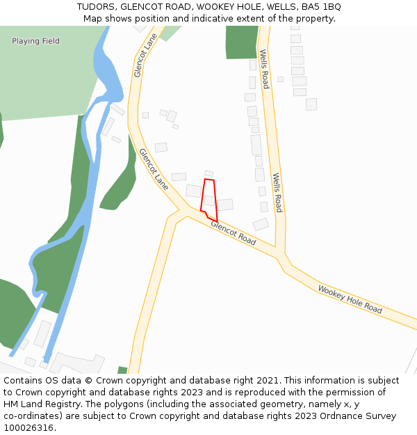 TUDORS, GLENCOT ROAD, WOOKEY HOLE, WELLS, BA5 1BQ: Location map and indicative extent of plot