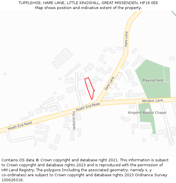 TUPPLEHOE, HARE LANE, LITTLE KINGSHILL, GREAT MISSENDEN, HP16 0EE: Location map and indicative extent of plot