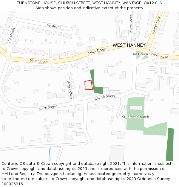 TURNSTONE HOUSE, CHURCH STREET, WEST HANNEY, WANTAGE, OX12 0LN: Location map and indicative extent of plot