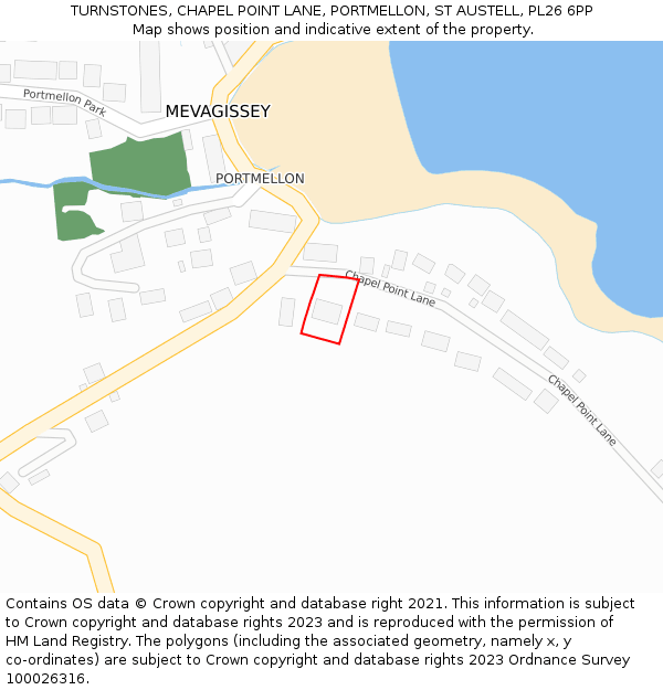 TURNSTONES, CHAPEL POINT LANE, PORTMELLON, ST AUSTELL, PL26 6PP: Location map and indicative extent of plot