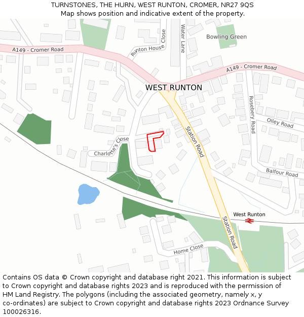 TURNSTONES, THE HURN, WEST RUNTON, CROMER, NR27 9QS: Location map and indicative extent of plot