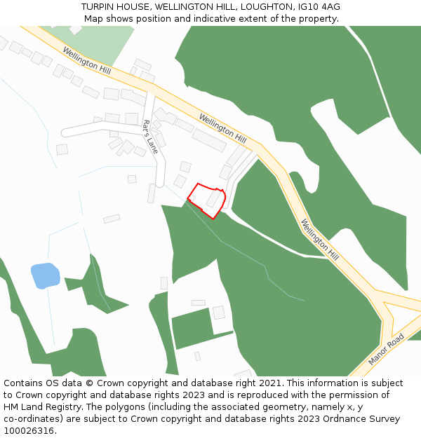 TURPIN HOUSE, WELLINGTON HILL, LOUGHTON, IG10 4AG: Location map and indicative extent of plot
