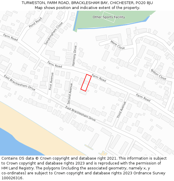 TURWESTON, FARM ROAD, BRACKLESHAM BAY, CHICHESTER, PO20 8JU: Location map and indicative extent of plot