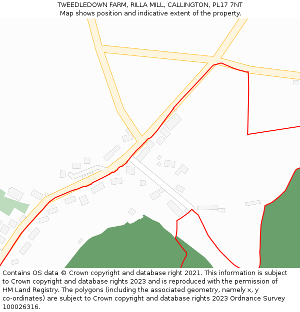 TWEEDLEDOWN FARM, RILLA MILL, CALLINGTON, PL17 7NT: Location map and indicative extent of plot