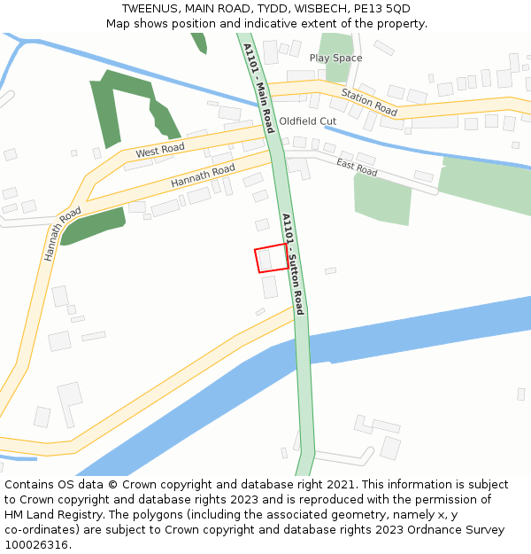 TWEENUS, MAIN ROAD, TYDD, WISBECH, PE13 5QD: Location map and indicative extent of plot