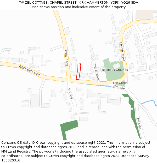 TWIZEL COTTAGE, CHAPEL STREET, KIRK HAMMERTON, YORK, YO26 8DA: Location map and indicative extent of plot