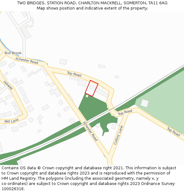 TWO BRIDGES, STATION ROAD, CHARLTON MACKRELL, SOMERTON, TA11 6AG: Location map and indicative extent of plot