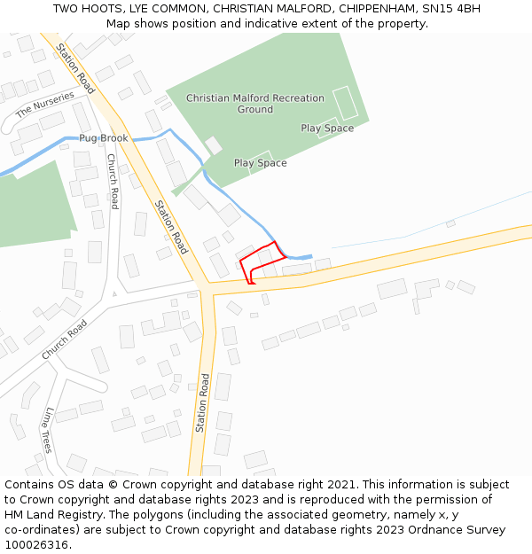TWO HOOTS, LYE COMMON, CHRISTIAN MALFORD, CHIPPENHAM, SN15 4BH: Location map and indicative extent of plot