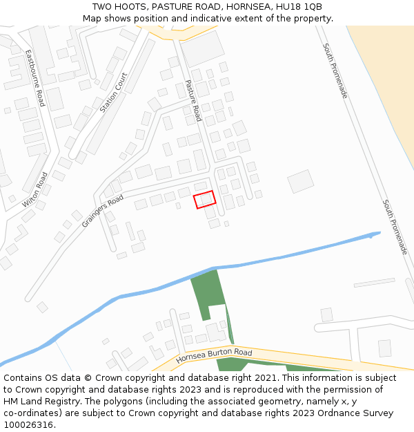 TWO HOOTS, PASTURE ROAD, HORNSEA, HU18 1QB: Location map and indicative extent of plot