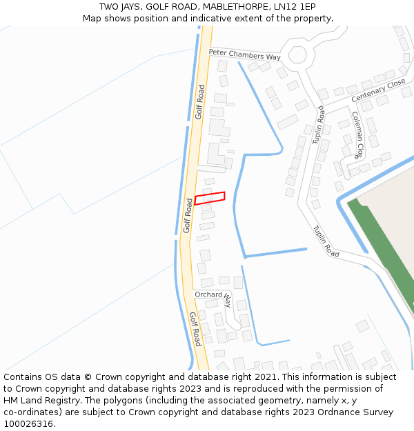 TWO JAYS, GOLF ROAD, MABLETHORPE, LN12 1EP: Location map and indicative extent of plot