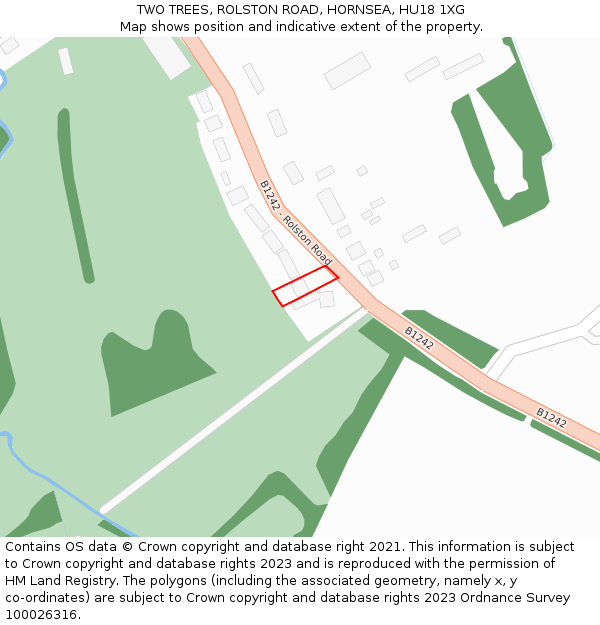 TWO TREES, ROLSTON ROAD, HORNSEA, HU18 1XG: Location map and indicative extent of plot