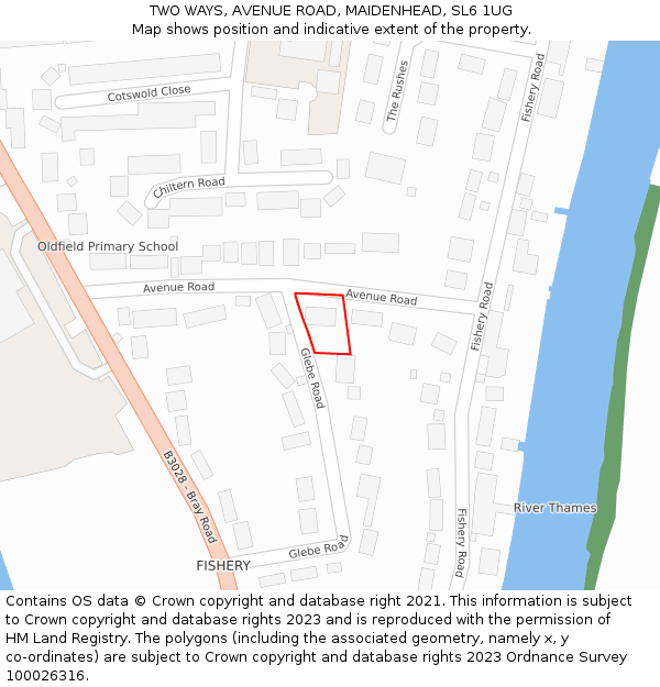 TWO WAYS, AVENUE ROAD, MAIDENHEAD, SL6 1UG: Location map and indicative extent of plot