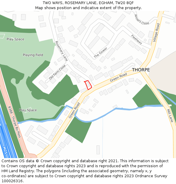 TWO WAYS, ROSEMARY LANE, EGHAM, TW20 8QF: Location map and indicative extent of plot