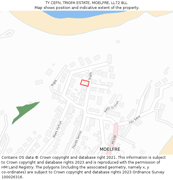 TY CEFN, TRIGFA ESTATE, MOELFRE, LL72 8LL: Location map and indicative extent of plot