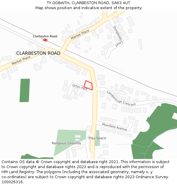 TY GOBAITH, CLARBESTON ROAD, SA63 4UT: Location map and indicative extent of plot