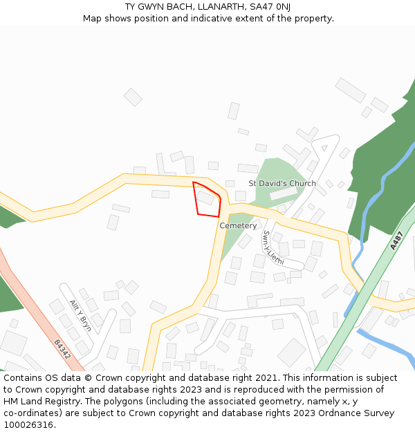 TY GWYN BACH, LLANARTH, SA47 0NJ: Location map and indicative extent of plot