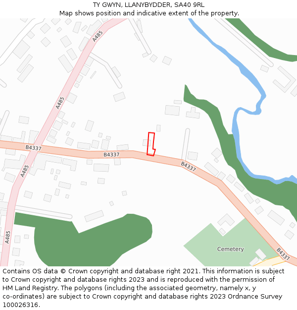 TY GWYN, LLANYBYDDER, SA40 9RL: Location map and indicative extent of plot
