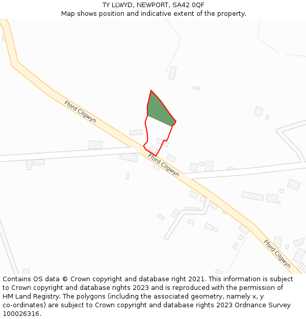 TY LLWYD, NEWPORT, SA42 0QF: Location map and indicative extent of plot