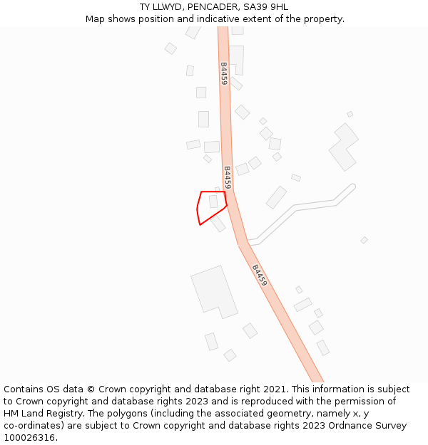 TY LLWYD, PENCADER, SA39 9HL: Location map and indicative extent of plot