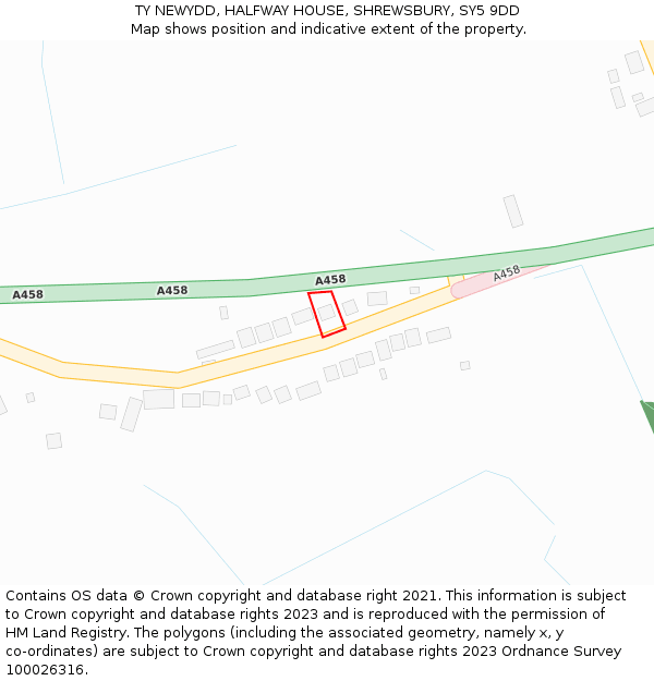 TY NEWYDD, HALFWAY HOUSE, SHREWSBURY, SY5 9DD: Location map and indicative extent of plot