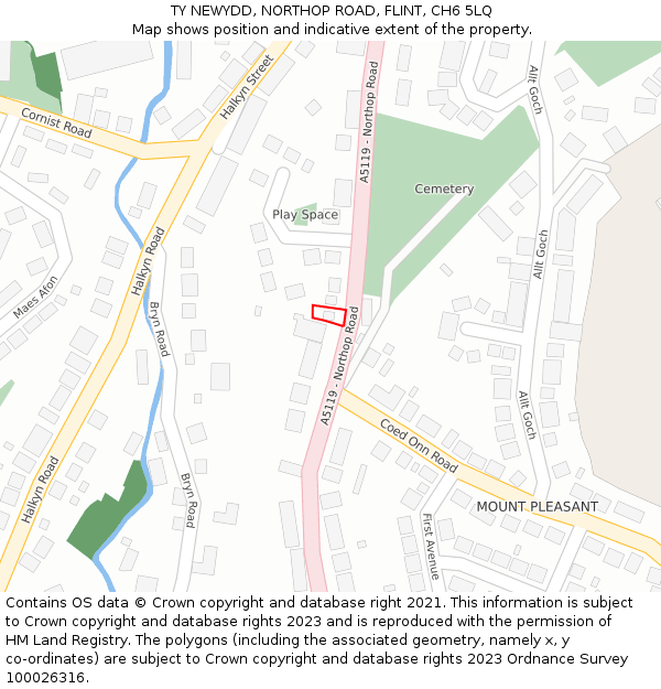 TY NEWYDD, NORTHOP ROAD, FLINT, CH6 5LQ: Location map and indicative extent of plot