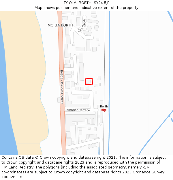 TY OLA, BORTH, SY24 5JP: Location map and indicative extent of plot