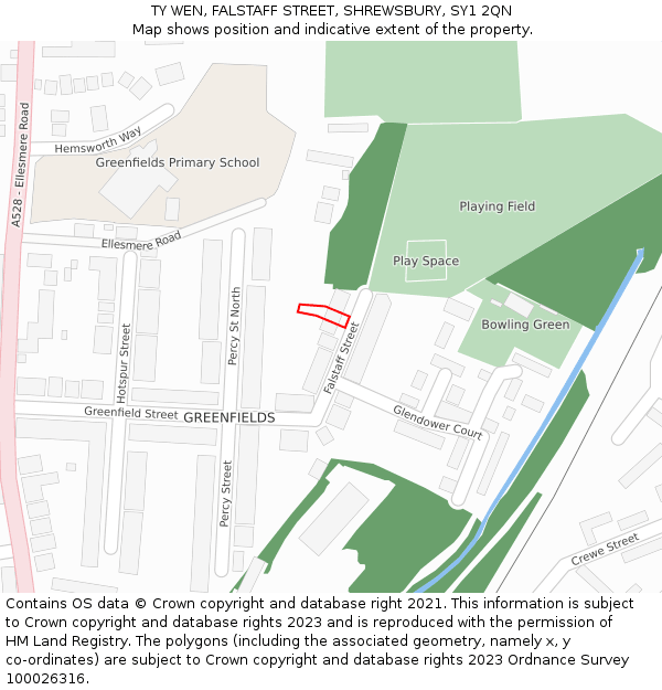 TY WEN, FALSTAFF STREET, SHREWSBURY, SY1 2QN: Location map and indicative extent of plot