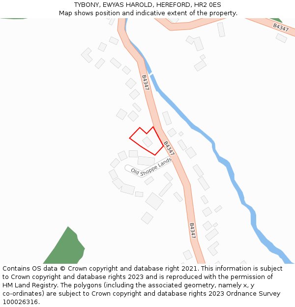 TYBONY, EWYAS HAROLD, HEREFORD, HR2 0ES: Location map and indicative extent of plot
