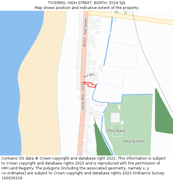 TYCERRIG, HIGH STREET, BORTH, SY24 5JQ: Location map and indicative extent of plot