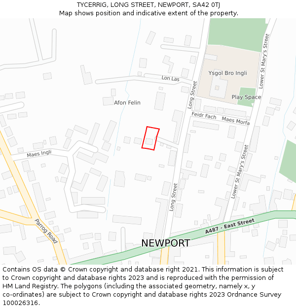 TYCERRIG, LONG STREET, NEWPORT, SA42 0TJ: Location map and indicative extent of plot