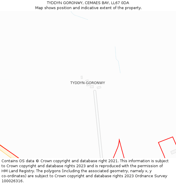 TYDDYN GORONWY, CEMAES BAY, LL67 0DA: Location map and indicative extent of plot